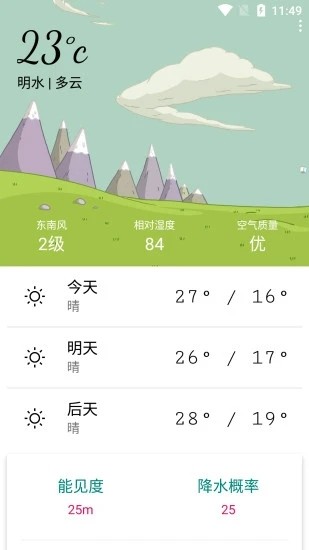 明日天气预报截图